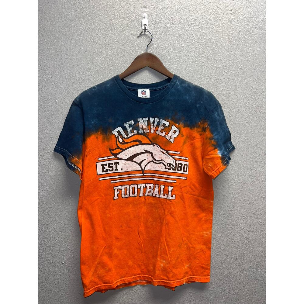 NFL Denver Broncos Shirt Tie Dye Blue Orange Football Graphic Tee shirt Medium